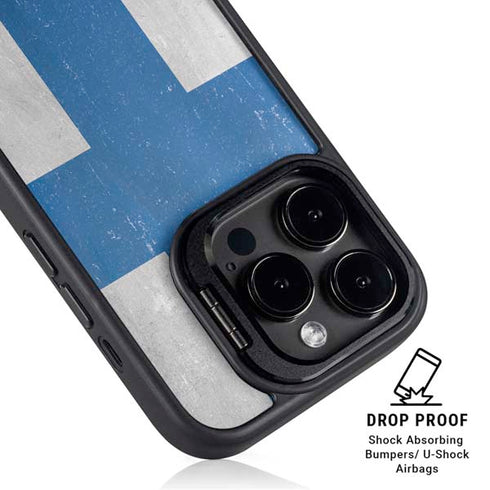 Finland Flag Distressed iPhone 15 Pro Kickstand Case